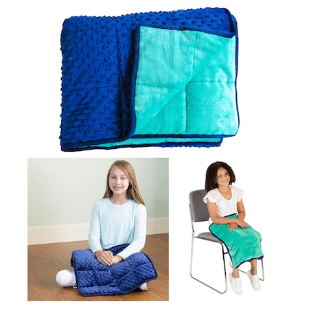 Bouncybands Soft Fleece Weighted 7lb Small Sensory Blanket for Kids, 56in. x 36in. LPWB7BU